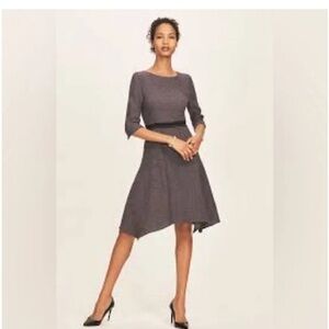 The Fold London 3/4 Sleeve Jacquard Tweed Knit Dress 16 boucle